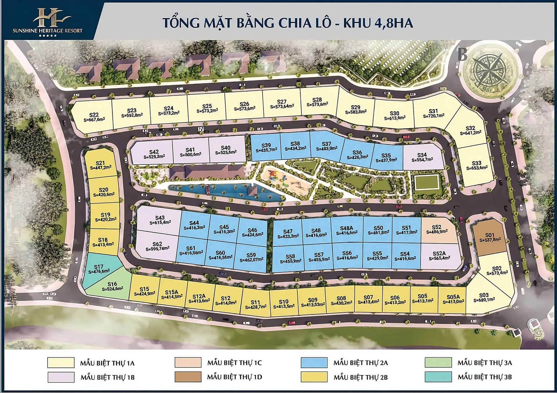 Mặt bằng phân khu 4,8ha tại Noble Rivera